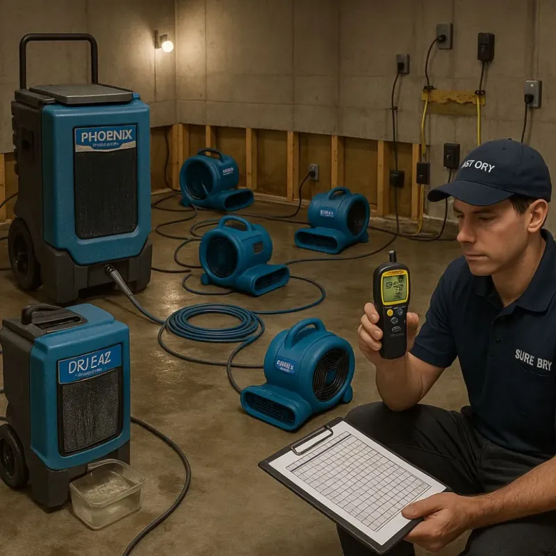 Structural Drying and Dehumidification process in Alhambra, AZ